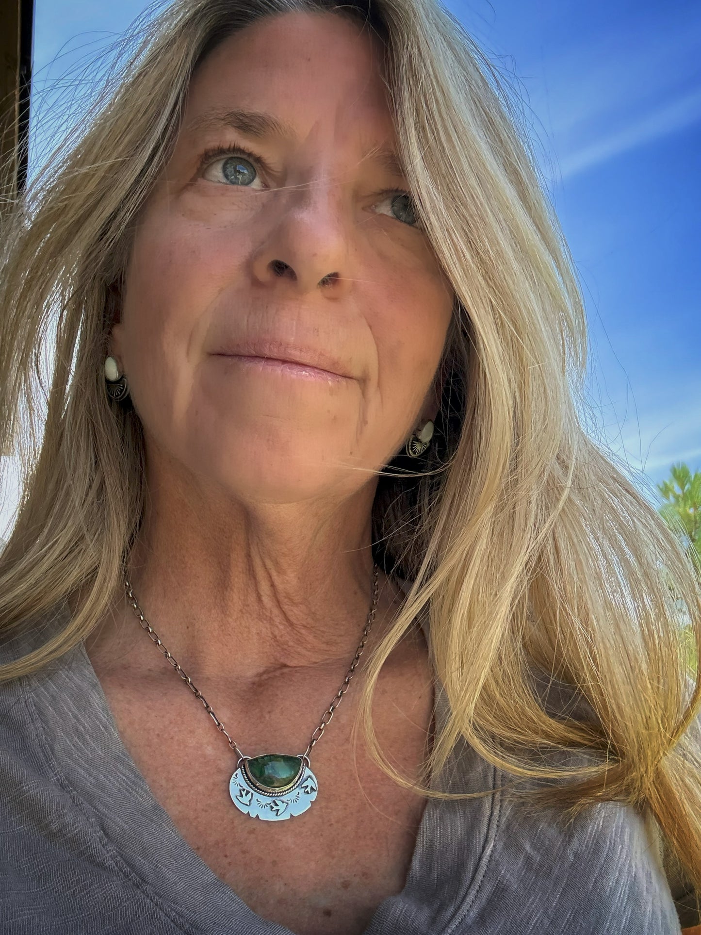 Dancing Swallows — Hubei Turquoise & Sterling Silver Necklace