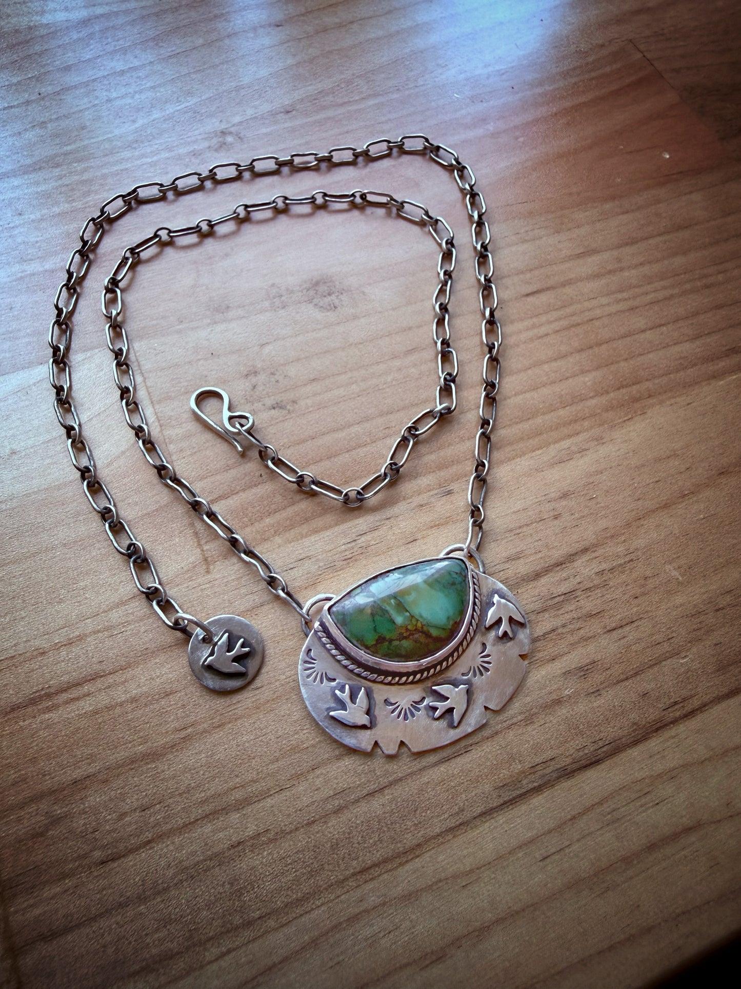 Dancing Swallows — Hubei Turquoise & Sterling Silver Necklace