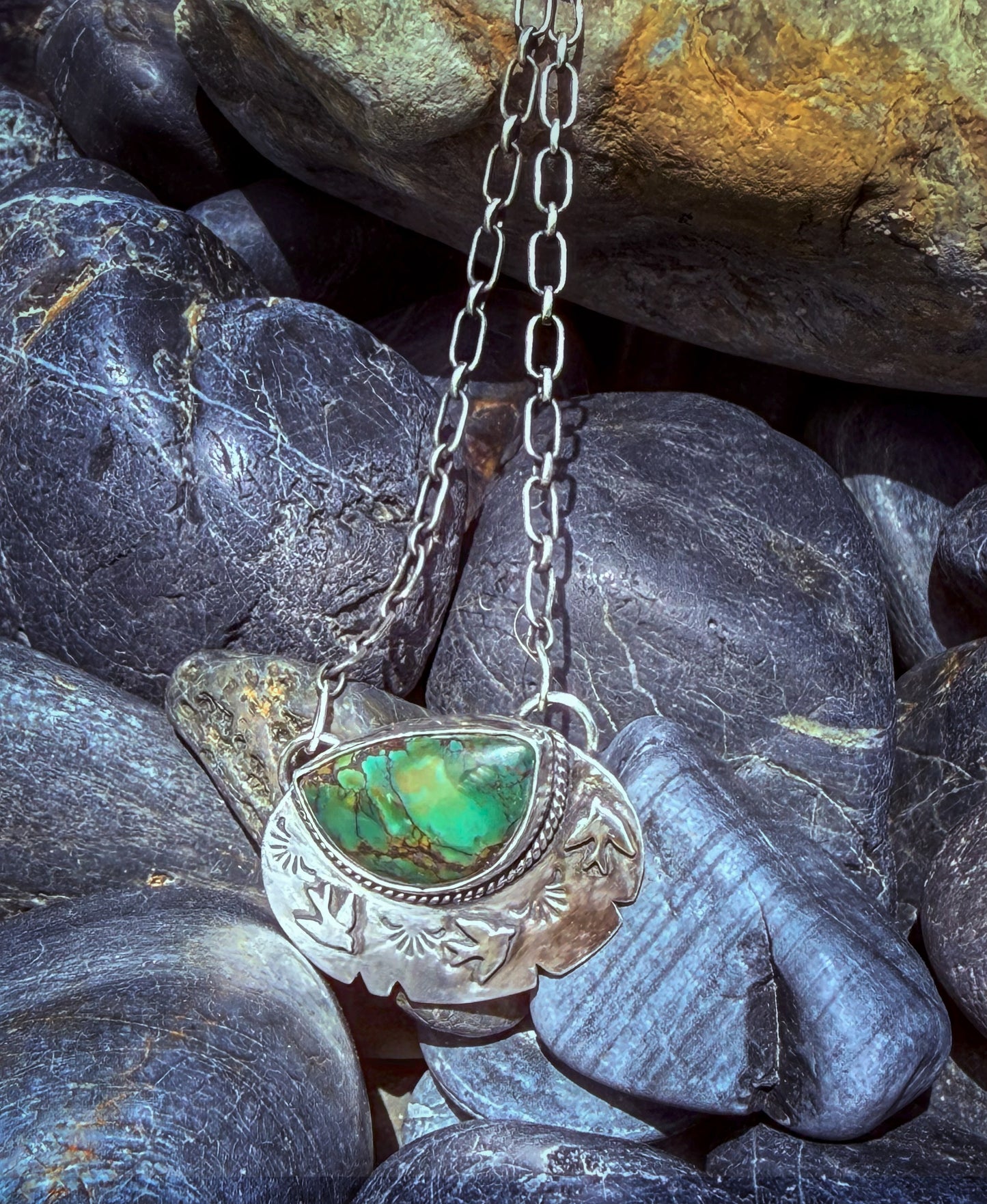 Dancing Swallows — Hubei Turquoise & Sterling Silver Necklace